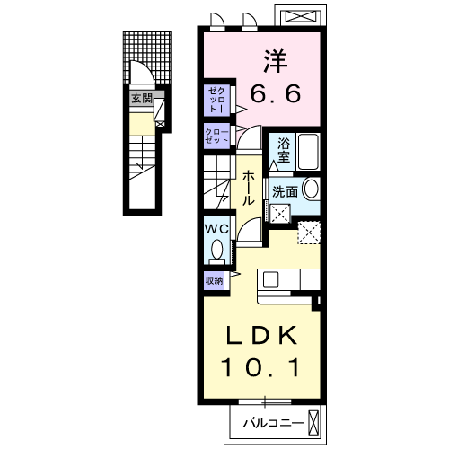 ラフレシール・M 1LDK・・・202号室間取・配置図