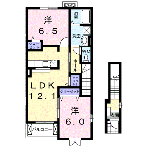 サンリット雅A　2LDK・・・203号室間取・配置図