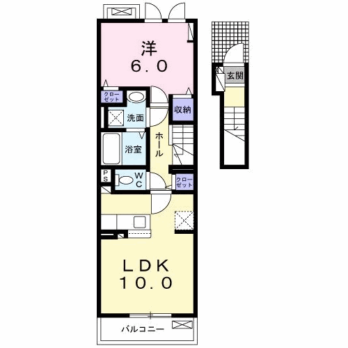 SKパレスⅡ  1LDK・・・203号室間取・配置図