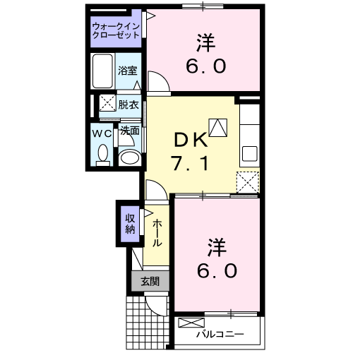 エレガントハウス　2DK・・・104号間取・配置図