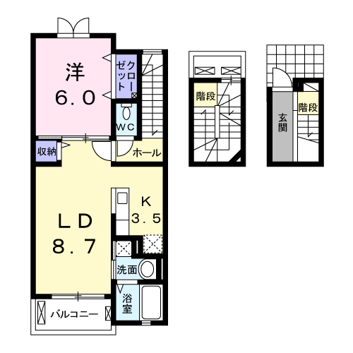 グラン ソレイユ　1LDK・・・303号室間取・配置図