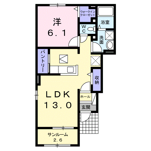 サウスウェーⅥ　2LDK・・・205号室間取・配置図