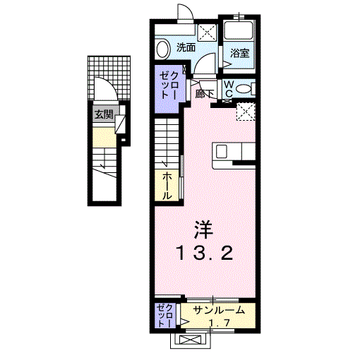 Vent・Vert Ⅲ・・・203号室間取・配置図