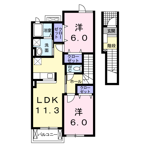 パールハウス・・・202号室間取・配置図
