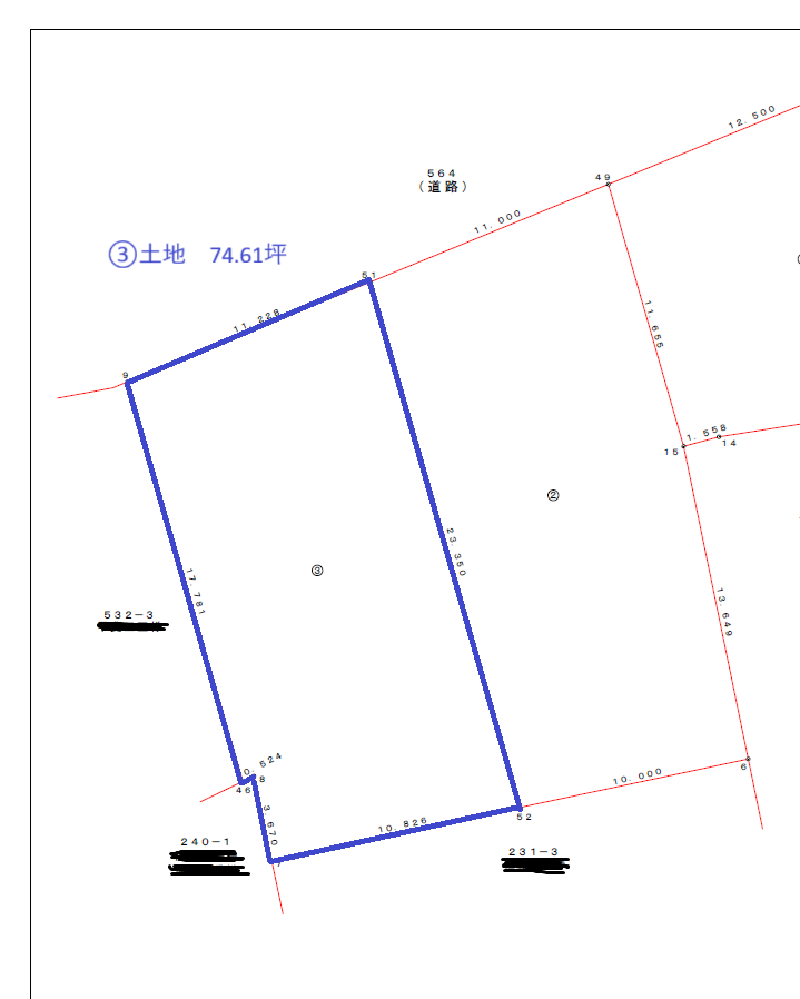 富美山町　土地③　74.61坪　更地