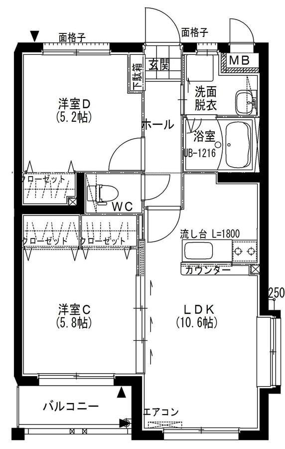 プランドール・フジ（2LDK）間取・配置図