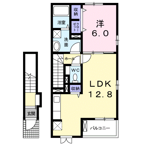ブローテ　1LDK・・・205号室間取・配置図