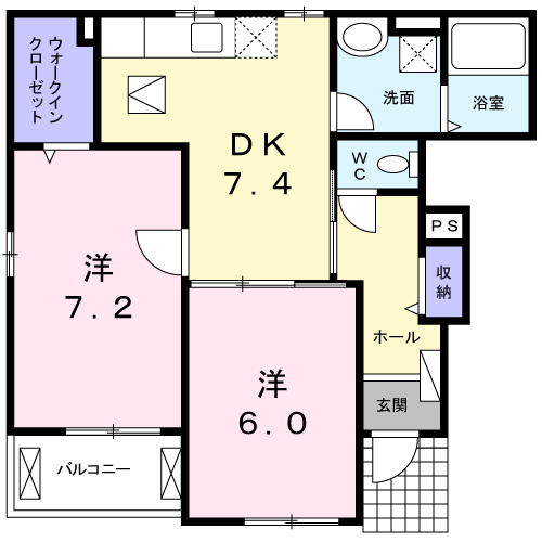 H・CANTIK　Ⅳ　2DK・・・101号室間取・配置図