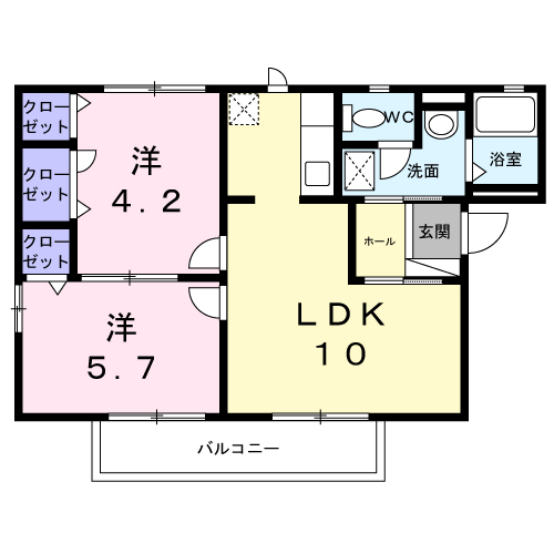 サンヴェール・ハイツ南・・・201号室間取・配置図