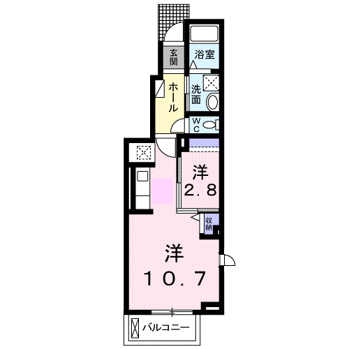 ラフレシール・M　1K・・・101号室間取・配置図