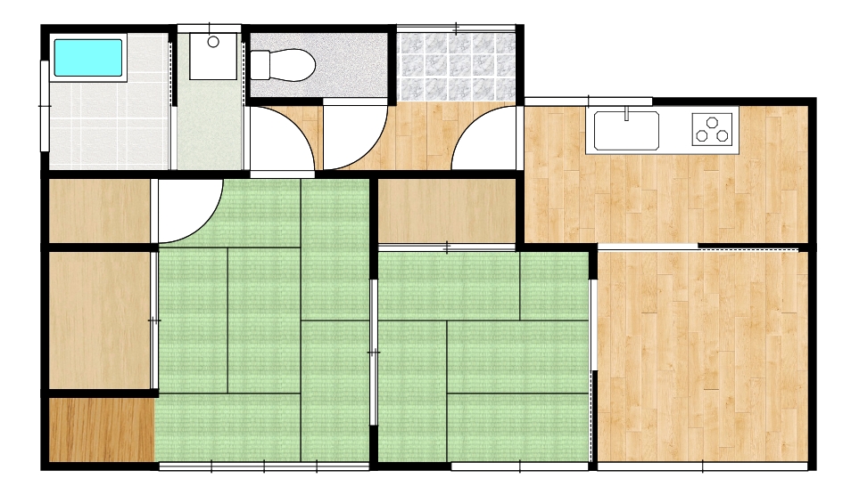 大武貸家2間取・配置図