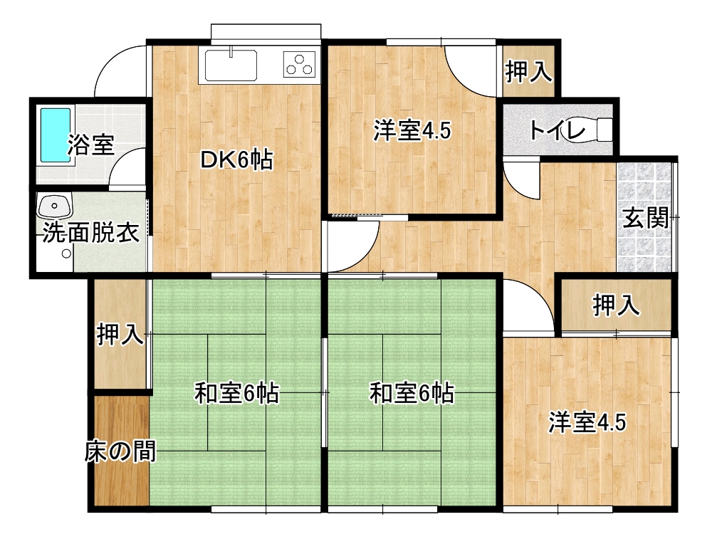 川島町　中古住宅(ノーハザードエリア)間取・配置図