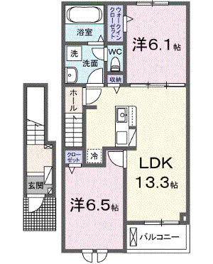 ストレリチア・・・203号室間取・配置図