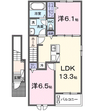 ストレリチア・・・204号室間取・配置図