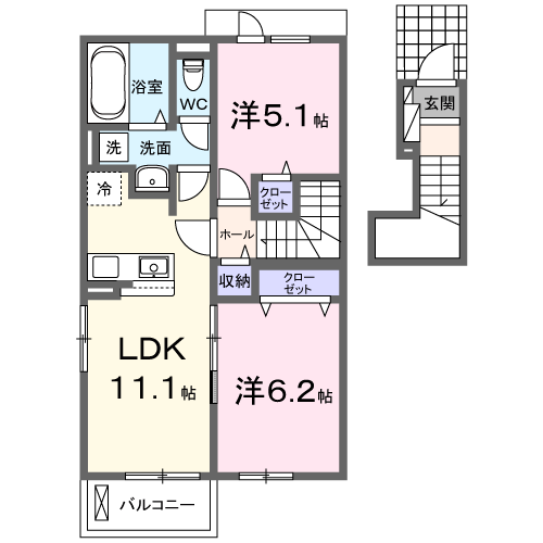 別府町アパート Ⅲ・・・204号室間取・配置図
