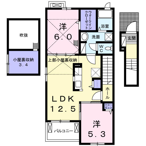 スマイルメゾンⅠ 2LDK・・・202号室間取・配置図