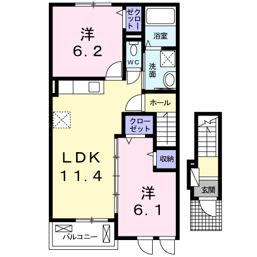 メゾン・ジェルメ・・・202号室間取・配置図