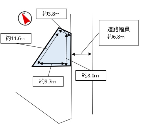 古城町 中古住宅 駐車場なし ※建物解体更地渡しも可能 その場合は370万円です。間取・配置図