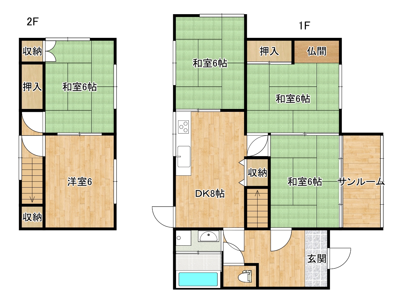 北方町曽木字下曽木前 子1812番3間取・配置図