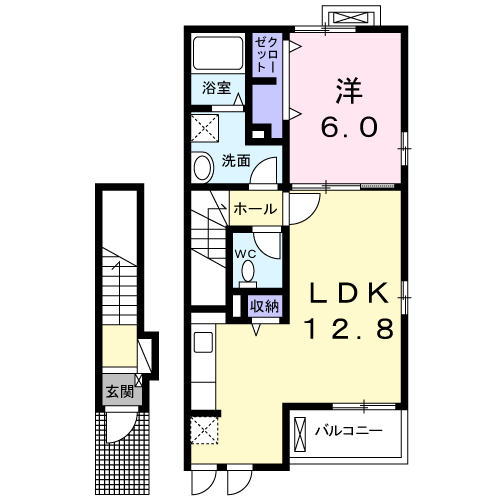 サンシャイン多々良B 1LDK・・・202号室間取・配置図