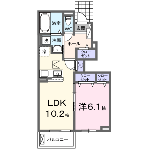 グランデュール N ファインⅠ　1LDK・・・104号室間取・配置図