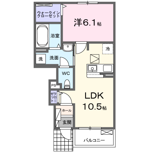 R/B 1LDK・・・102号室・104号室間取・配置図