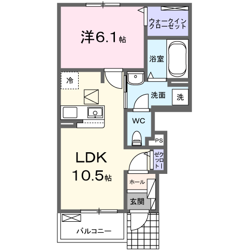 R/B 1LDK・・・103号室間取・配置図