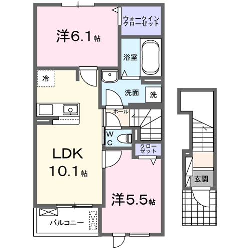 R/B 2LDK・・・203号室間取・配置図