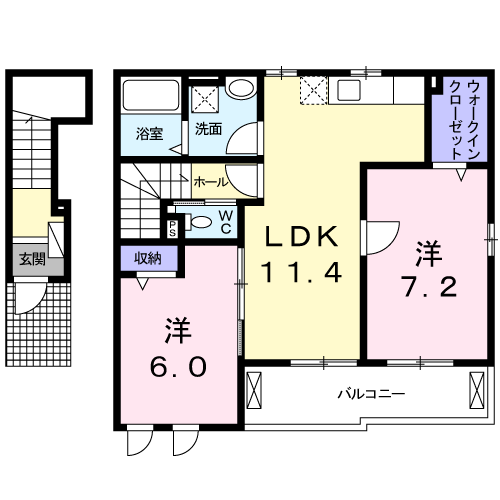 H・CANTIK Ⅳ 2LDK・・・204号室間取・配置図