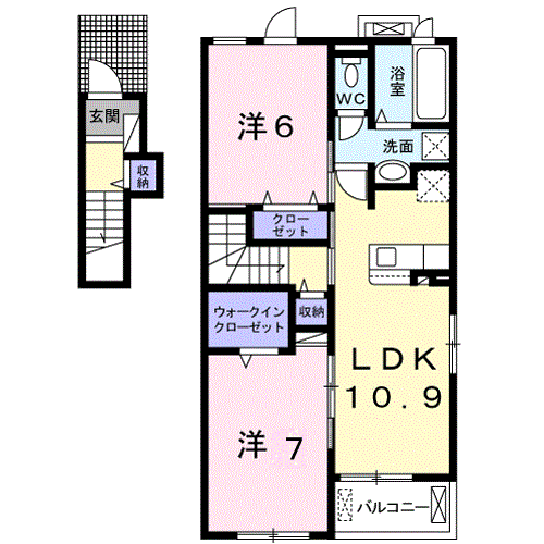 Vent・Vert Ⅳ　2LDK・・・201号室間取・配置図