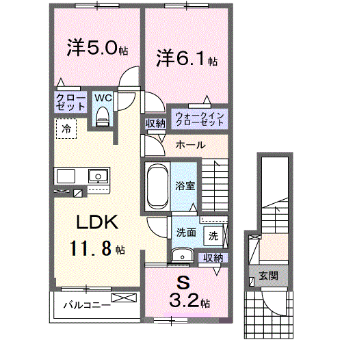 サウスウェーⅨ 3LDK・・・202号室間取・配置図