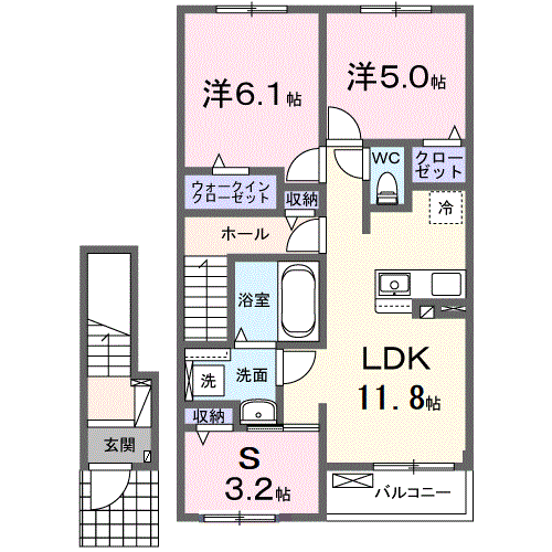 サウスウェーⅨ 3LDK・・・203号室間取・配置図