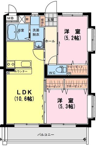 セレーナ　2LDK間取・配置図