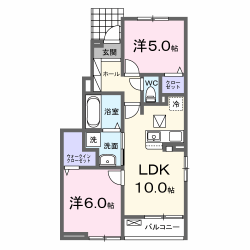 神門 Ⅰ・・・1階角部屋(101号室)間取・配置図