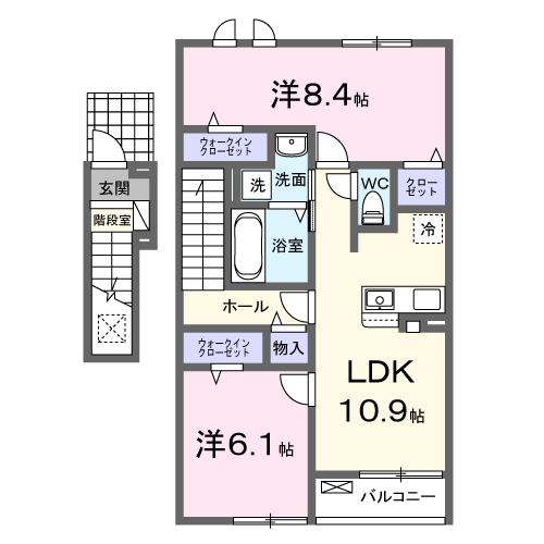 神門 Ⅰ・・・2階中部屋(202・203号室)間取・配置図
