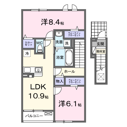 神門 Ⅰ・・・2階中部屋(204号室)間取・配置図