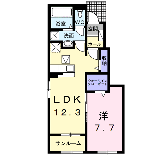 神門 Ⅱ 1LDK・・・102号室間取・配置図