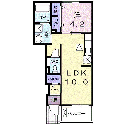 メゾン・ド・クレール B・・・102号室間取・配置図