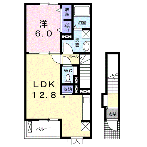 サニーヒルK 1LDK・・・202号室間取・配置図