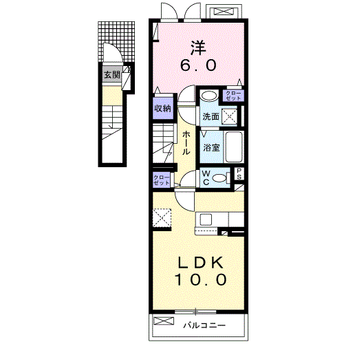 スターメゾンⅠ 1LDK・・・202号室間取・配置図