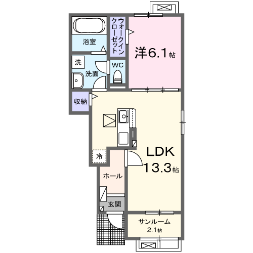 ユーフォリア  1LDK・・・105号室間取・配置図