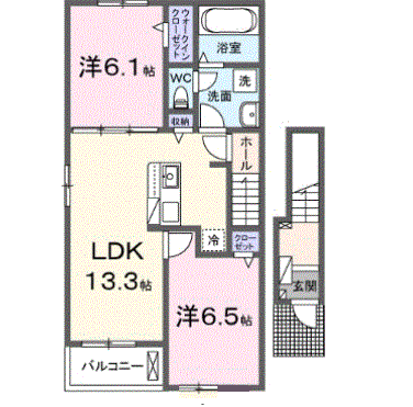 ユーフォリア 2LDK・・・201号室間取・配置図