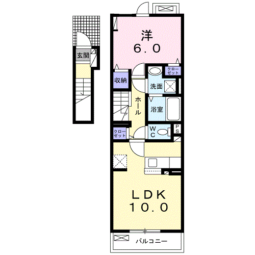 バリエンテ M　1LDK・・・202号室間取・配置図