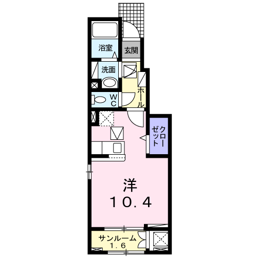 エテルノ・フェリーチェ・・・106号室間取・配置図