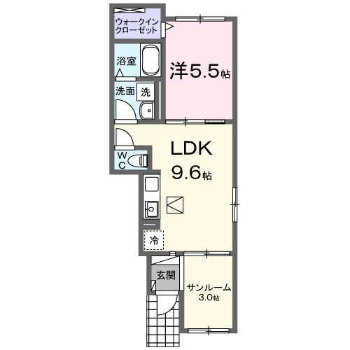 オンソレイエ・・・103号室間取・配置図