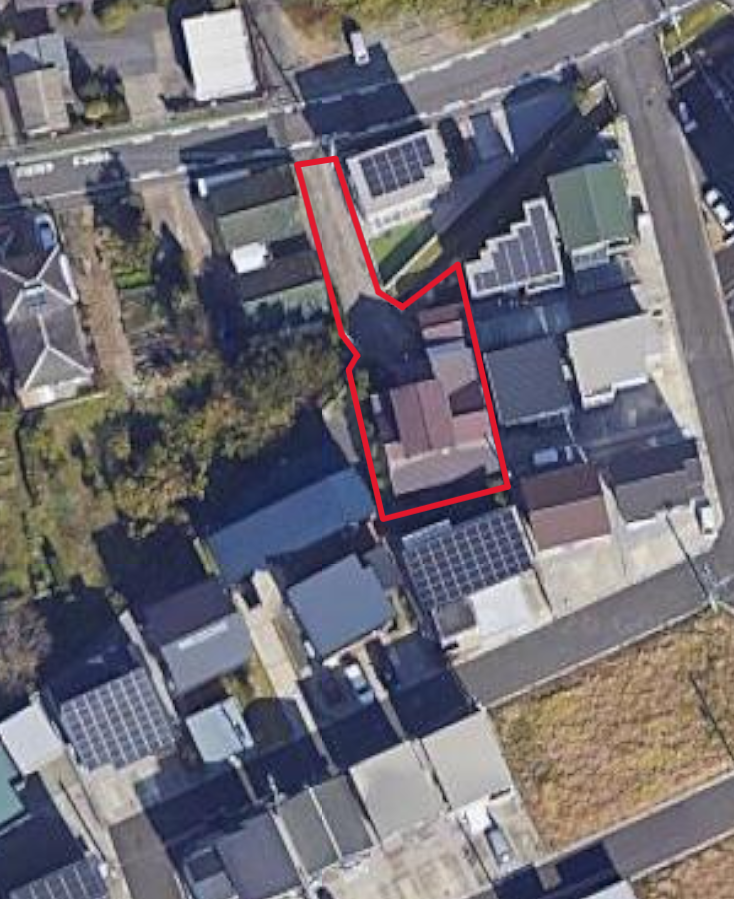 大貫町6丁目　土地　現状渡し　中古住宅としても可　約120坪間取・配置図
