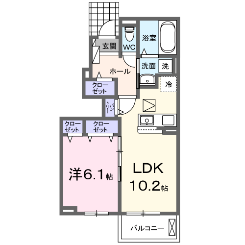 グランデュール N ファインⅠ　1LDK・・・102号室間取・配置図