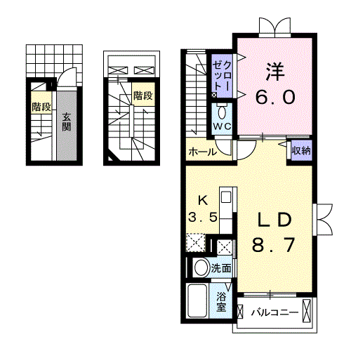 エアリーヒルズ K・・・301号室間取・配置図