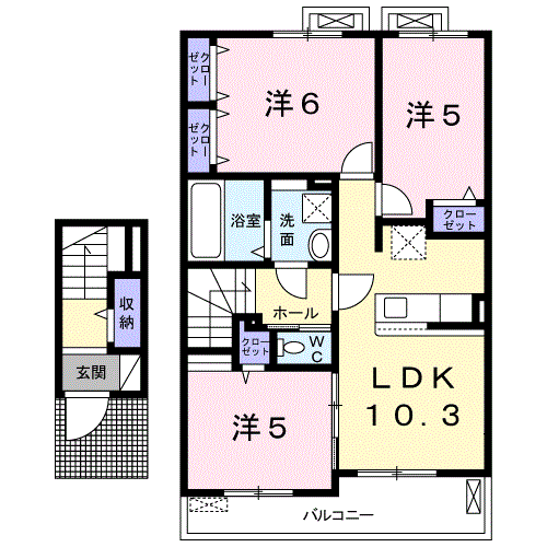 カルテットⅢ 3LDK・・・202号室間取・配置図