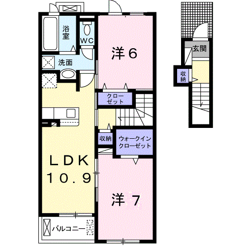 Vent・Vert Ⅳ 2LDK・・・202号室間取・配置図